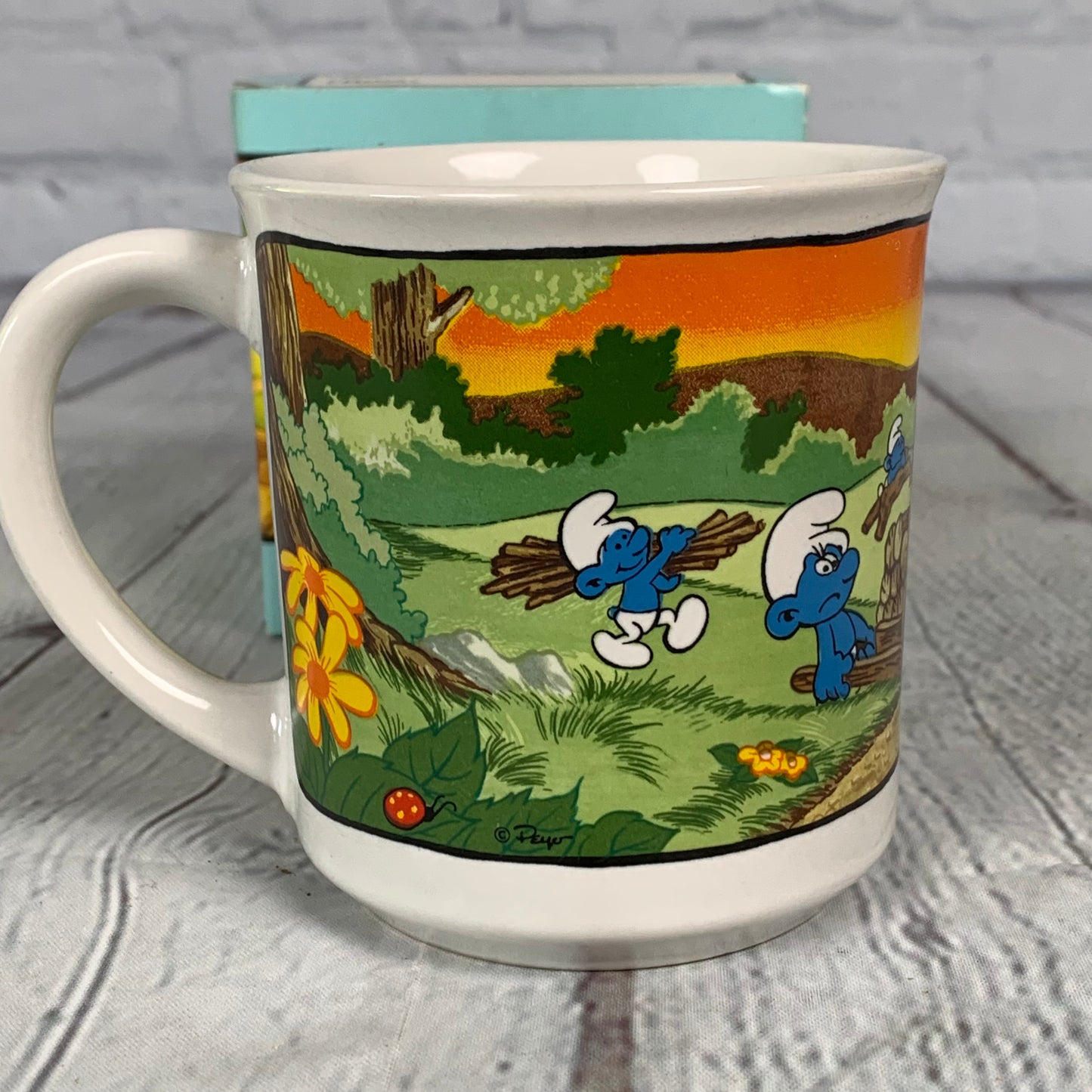 Lazy Smurf Collector Mug, 1982, Wallace Berrie & co.