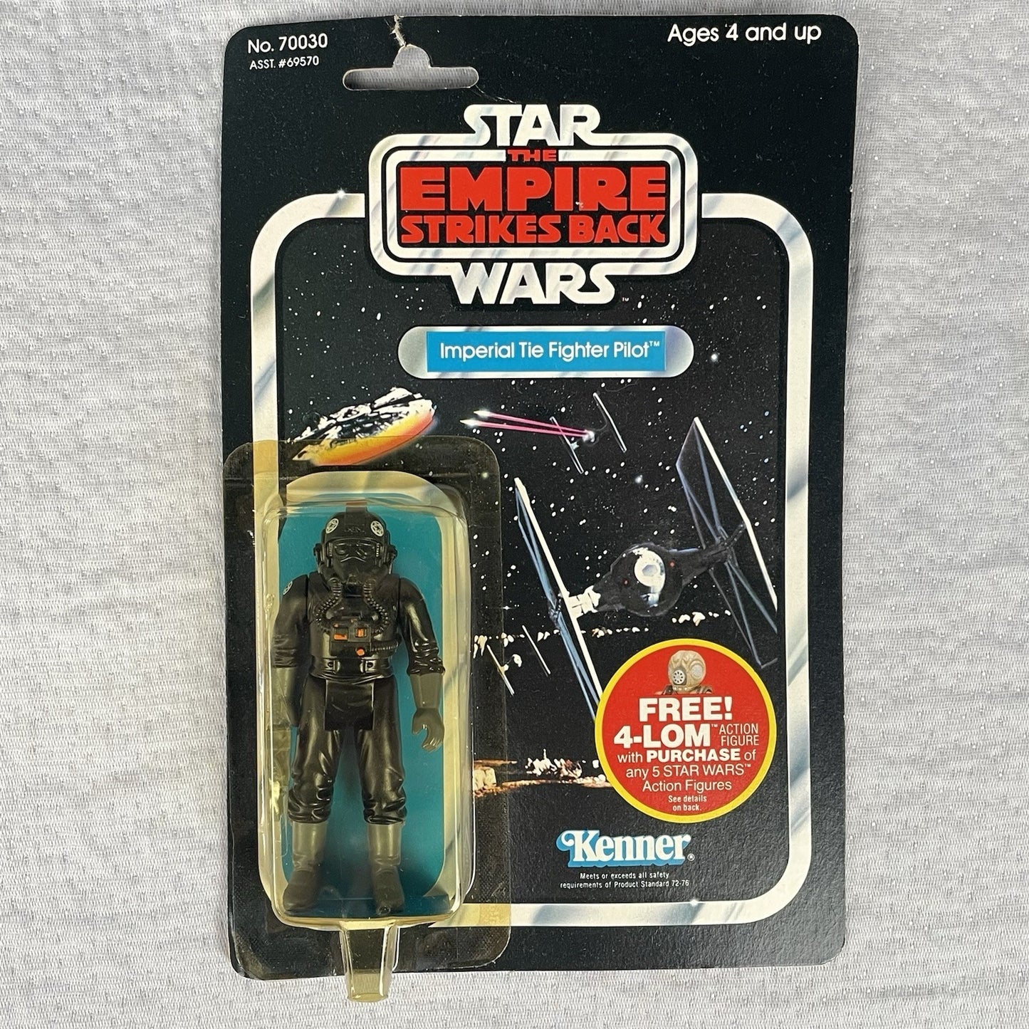 Vtg Star Wars ESB Imperial Tie Fighter Pilot Action Figure 47 Back MOC Kenner