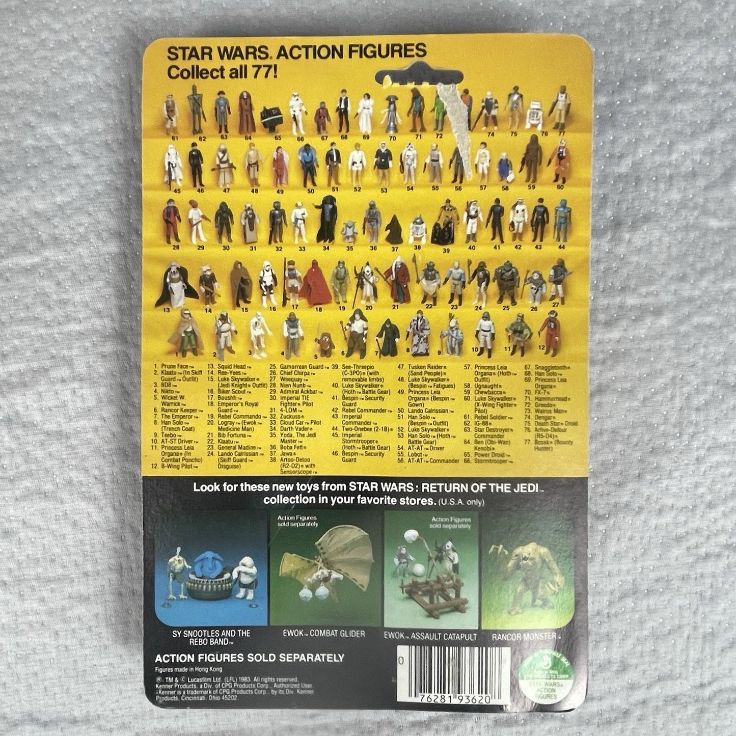 Vtg Star Wars ROTJ Hammerhead Action Figure 77A Card Back MOC 1983 Kenner