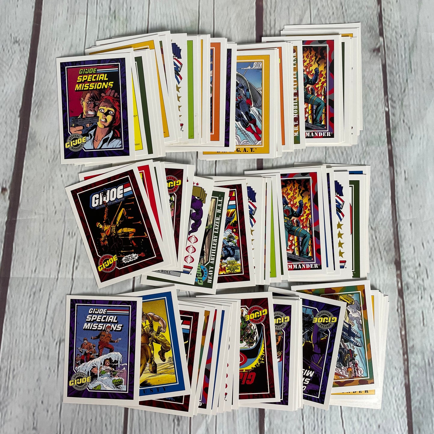 GI Joe trading cards, series 1, 3 packs an 94 loose cards, 1991, Hasbro and Impel