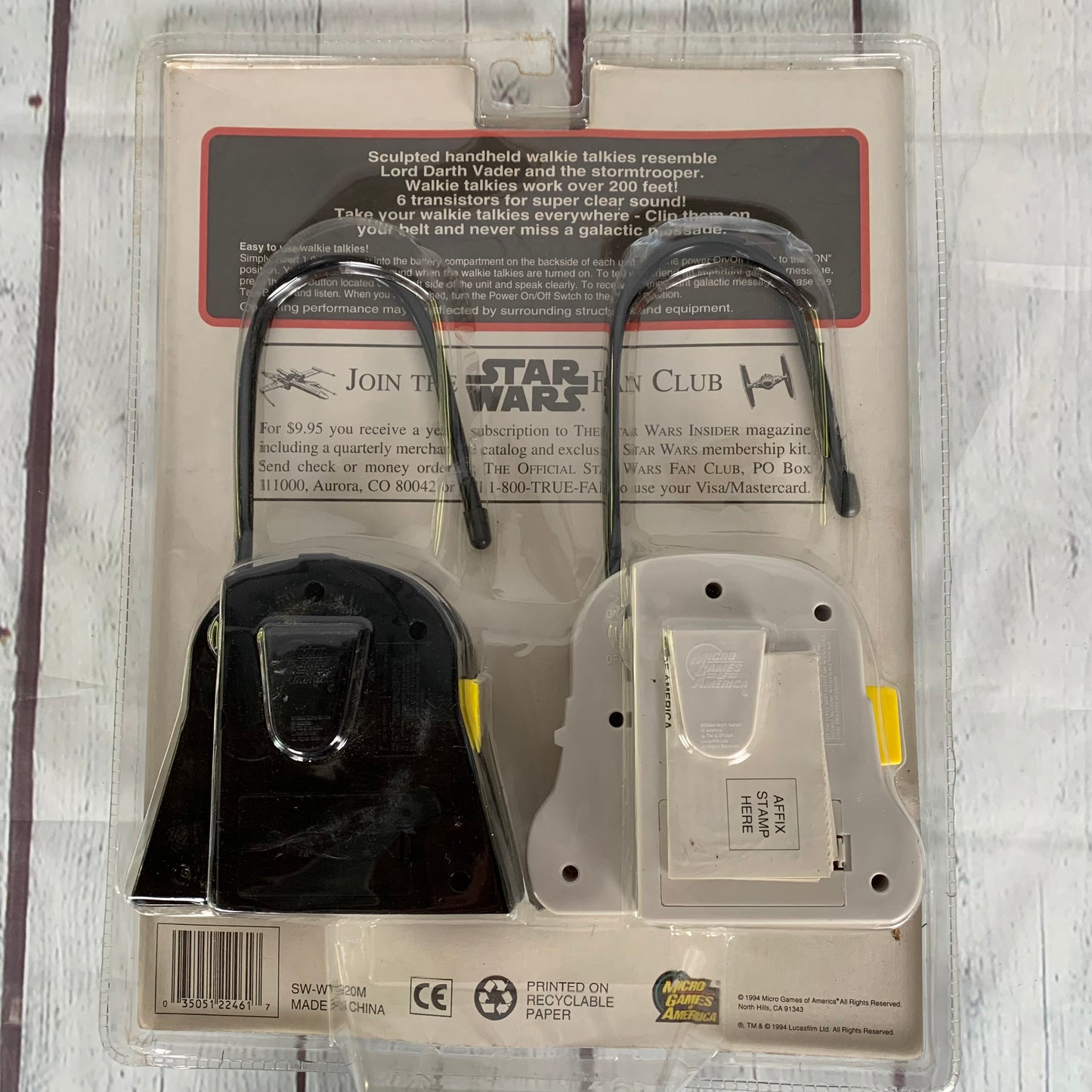 Star Wars Walkie Talkies, Storm Trooper and Darth Vader, 1994, Micro Game of America