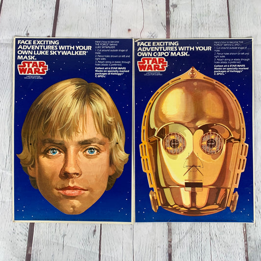 Luke Skywalker and C-3PO Paper Masks, Star Wars, 1984, Kellogg’s Cereal ProMotion