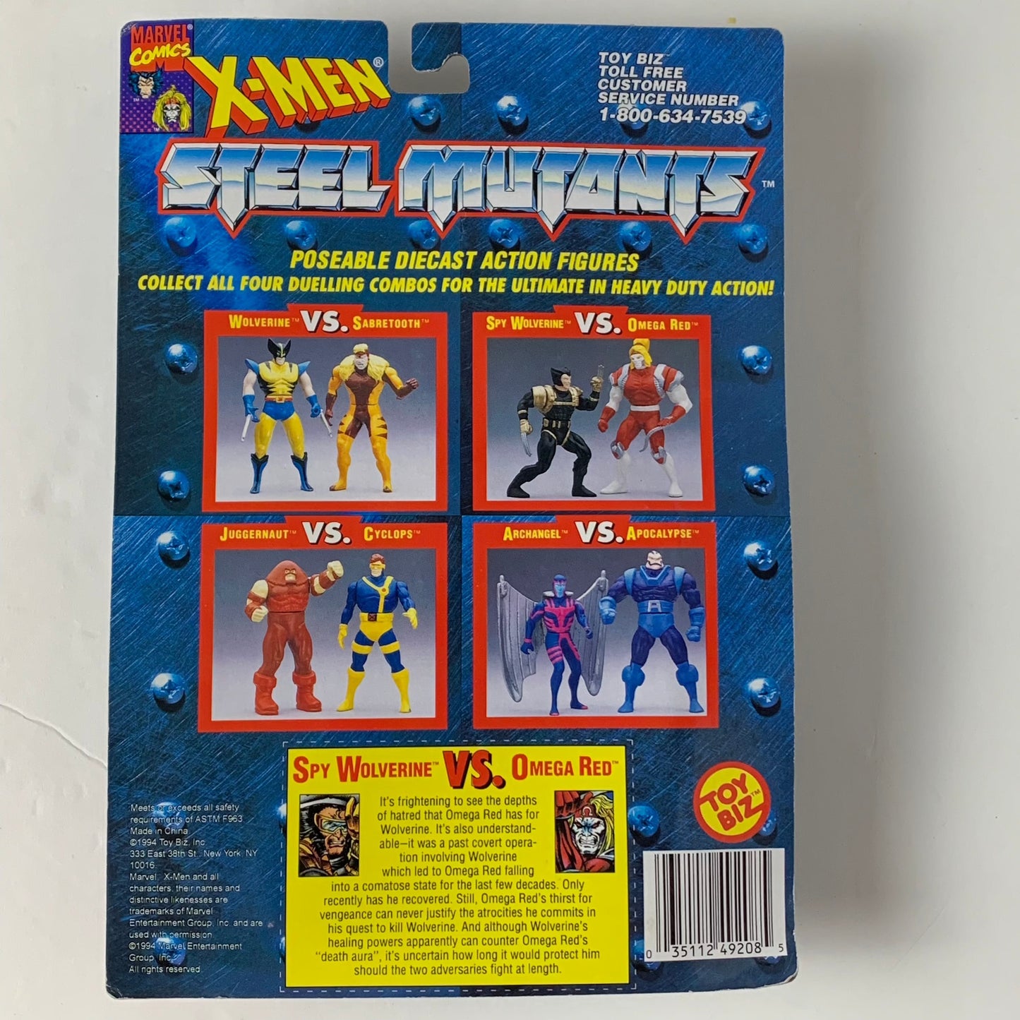 Marvel Comic X-Men Steel Mutants Spy Wolverine vs Omega Red, 1994, Toy Biz