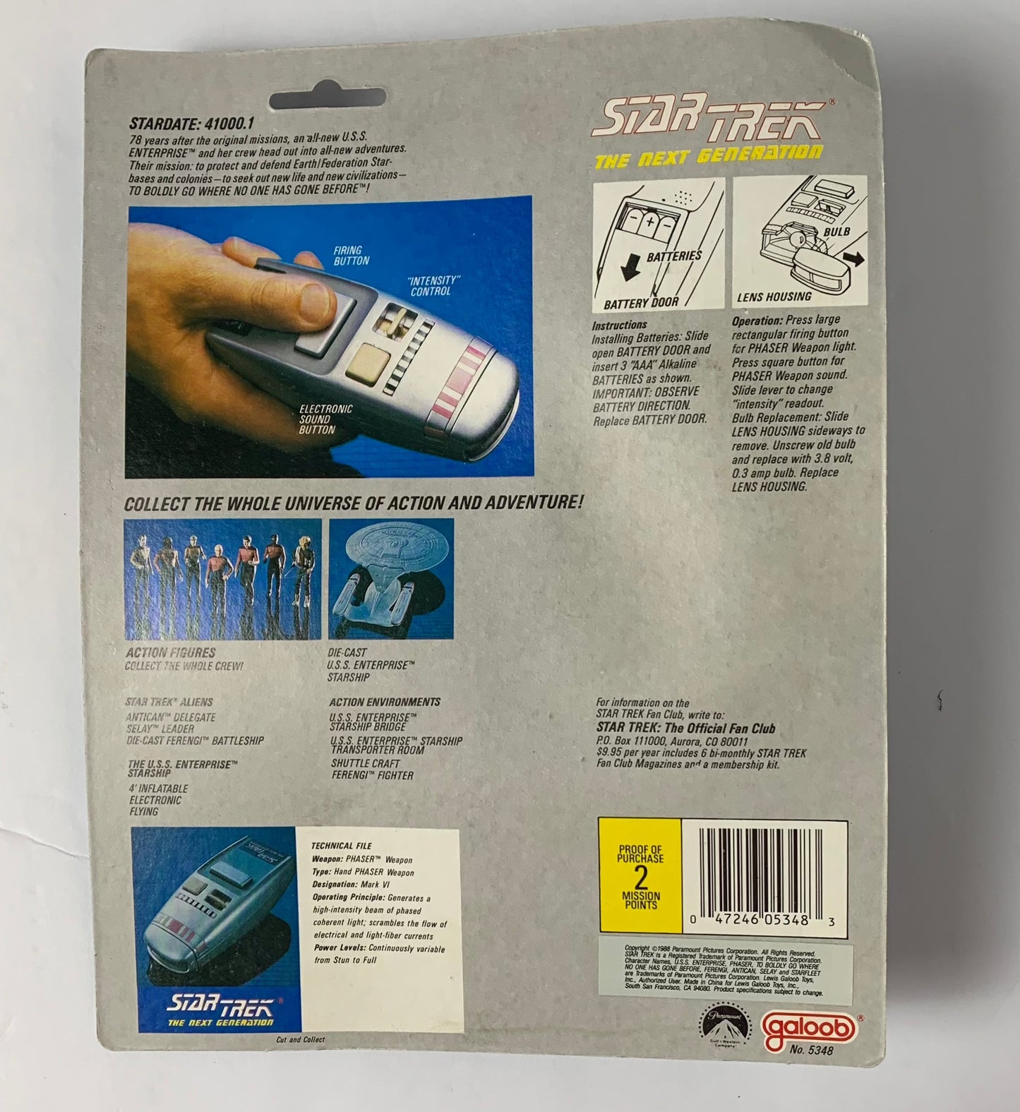 Start Trek The Next Generation phaser 1988 Galoob