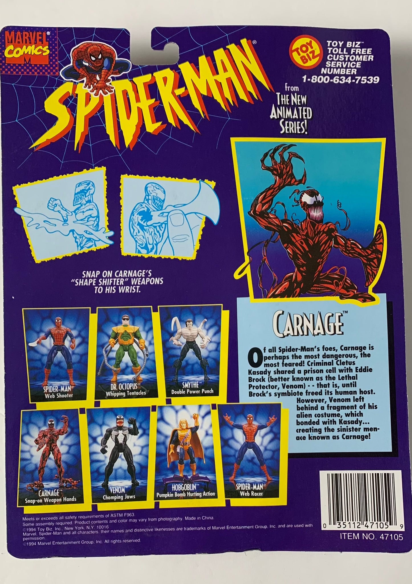 Marvel Comics, Carnage, Spider-man 1994, Toy Biz